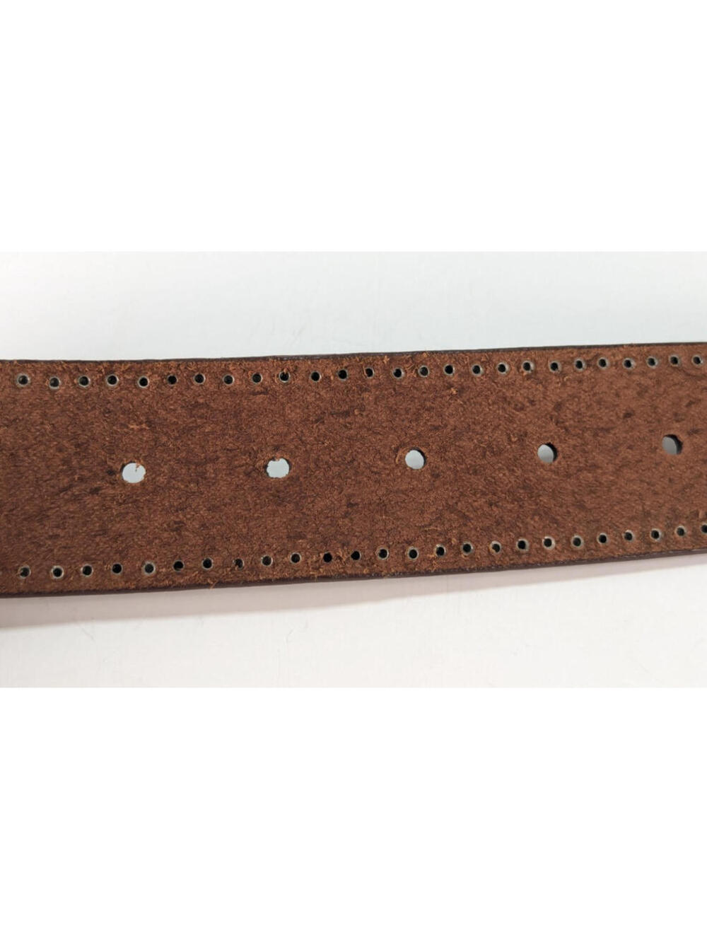 Women's Calvin Klein Jeans Leather Belt Medium 38" Brown Studded Matte Silver - Picture 5 of 11